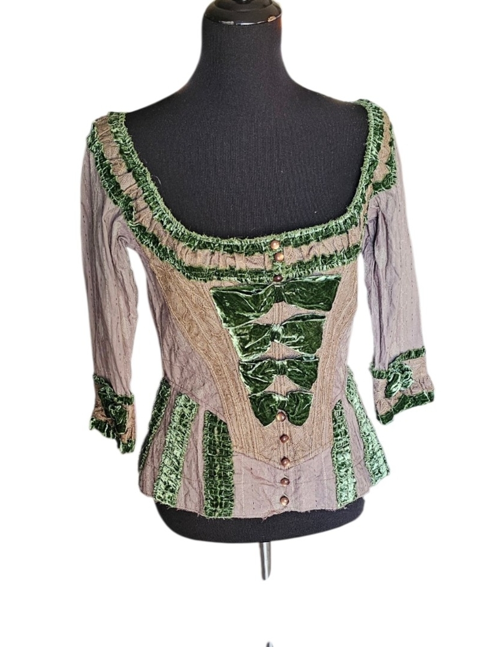 Byron Lars Beauty Mark Velvet Lace Victorian Steampunk Corset Top 8